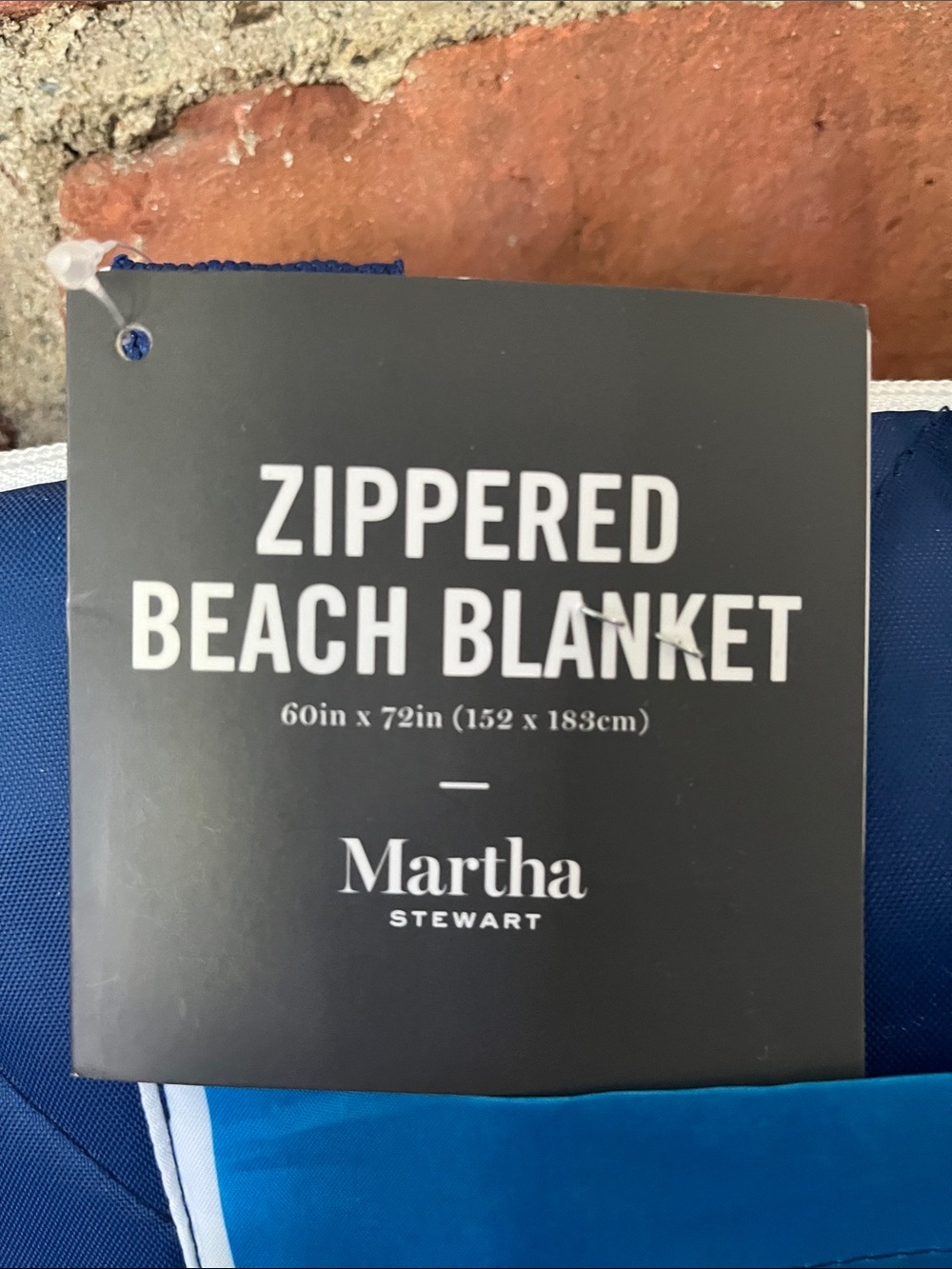 Martha Stewart Zippered Beach Blanket in Navy, Aqua & White - Picture 2 of 6
